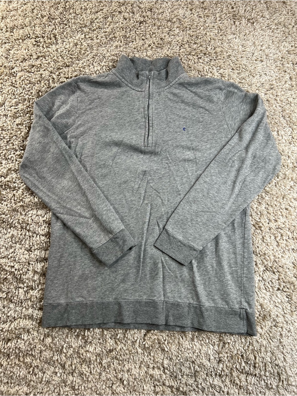 Criquet Men’s Heather Gray Half‑Zip Mock Neck Sweater medium